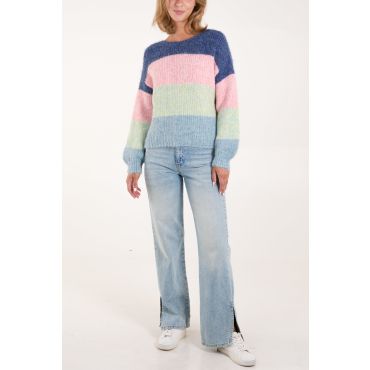 Multi Stripe Knit Jumper - M/L / DENIM