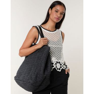 Flower Crochet Sleeveless Top - S/M / STONE
