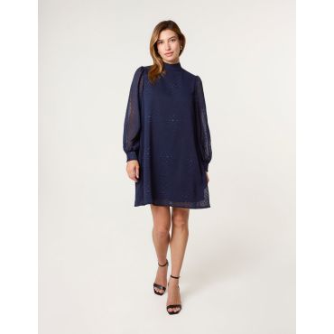 High Neck Shift Dress - 10 / NAVY