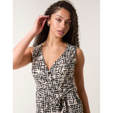Sleeveless Belted Jumpsuit - L / MULTI