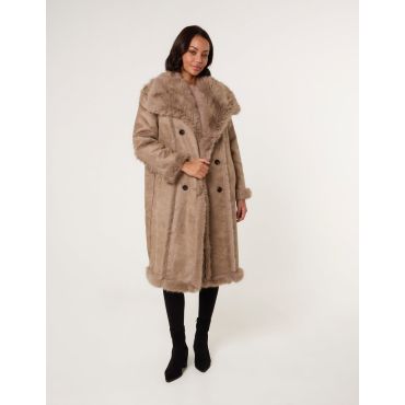 Reversible Midi Faux Fur Coat - S / CAMEL
