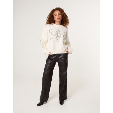 Diamond Sequin Jumper - S/M / IVORY