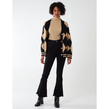 High Waist Flare Jeans - 14 / BLACK