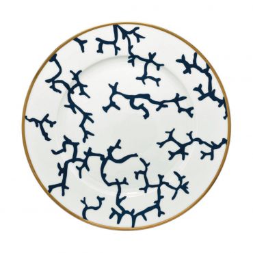 Raynaud Cristobal Marine Gold Rim Flat Plate,  31 cm