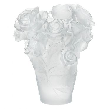 Daum Rose Passion White Vase