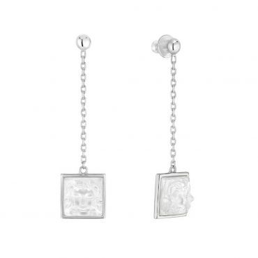 Lalique Arethuse Long Silver Earrings