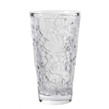 Lalique Merles Et Raisins Large Vase, Clear