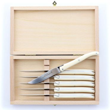 Claude Dozorme Ivory Super Laguiole Steak Knives, Set of 6