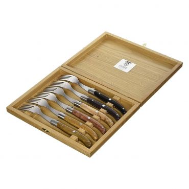 Claude Dozorme Mixed Wood Forks, Set of 6