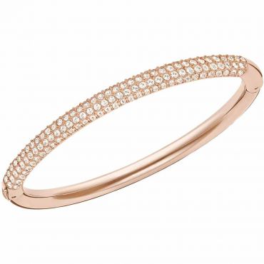 Swarovski Stone Mini Medium Bangle, White, Rose Gold Plated