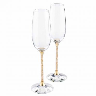 Swarovski Crystalline Golden Shadow Toasting Flutes (Set of 2)