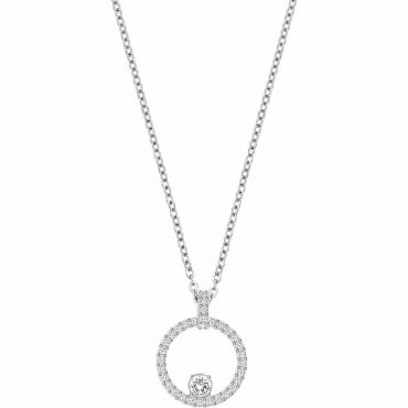 Swarovski Creativity Circle Pendant, White, Rhodium Plated