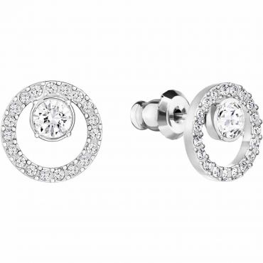 Swarovski Creativity Circle Small Earrings, White, Rhodium Plated