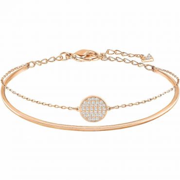 Swarovski Ginger Medium Bangle, White, Rose Gold Plated