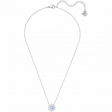 Swarovski Sparkling Dance Round Necklace, Blue, Rhodium Plated