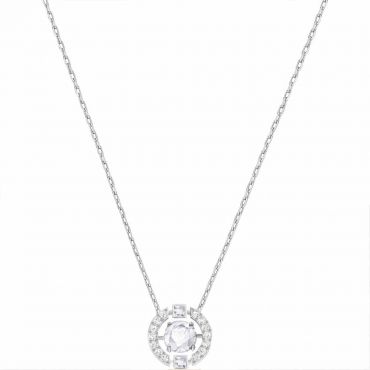 Swarovski Sparkling Crystal Necklace, White, Rhodium Plated