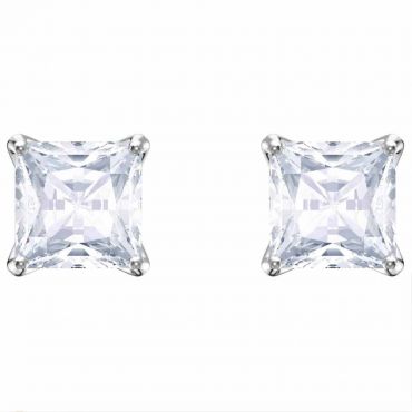 Swarovski Attract Stud Pierced Earrings, White, Rhodium Plated