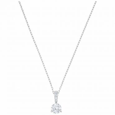 Swarovski Solitaire Pendant, White, Rhodium Plated