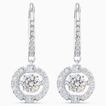 Swarovski Sparkling Dance Pierced Earrings, White, Rhodium Plated