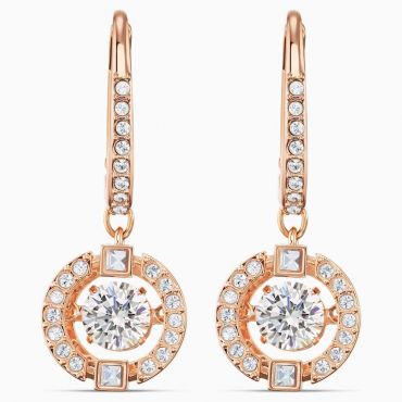 Swarovski Sparkling Dance Pierced Earrings, White, Rose Gold Plated