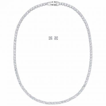 Swarovski Tennis All Around Deluxe Set, White, Rhodium Plated