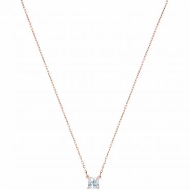 Swarovski Attract Square Necklace, White, Rose Gold Plated