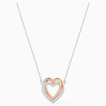 Swarovski Infinity Heart Necklace, White, Mixed Metal Finish