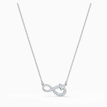 Swarovski Infinity Necklace, White, Rhodium Plated