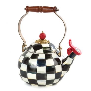 Mackenzie-Childs Courtly Check Enamel Whistling Tea Kettle