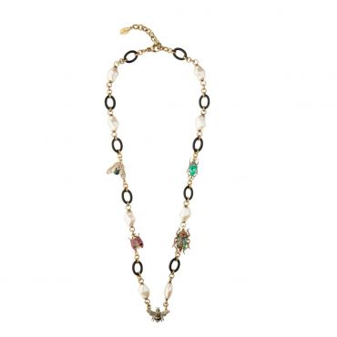 Bill Skinner Multi Bug Charm Pearl Necklace