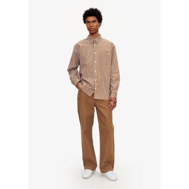 Loose-fit chestnut brown striped shirt - Size : XS - A.P.C.
