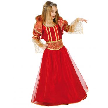 Punakultainen Kuningattaren Puku Lapsille - Punainen - 145-160 cm (10-12 vuotta)