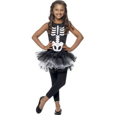 Luurangon Naamiaisasu Tytölle Halloweeniin - Musta - 10-12 vuotta (145/158 cm)