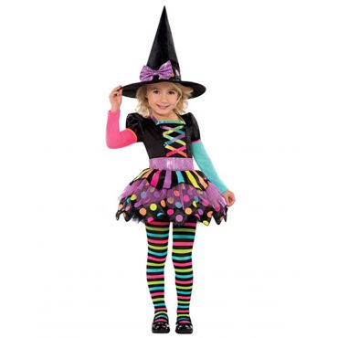 Halloweenin Värikkään Noidan Naamiaisasu Tytölle - Värikäät - 3-4 vuotta (94-104 cm)