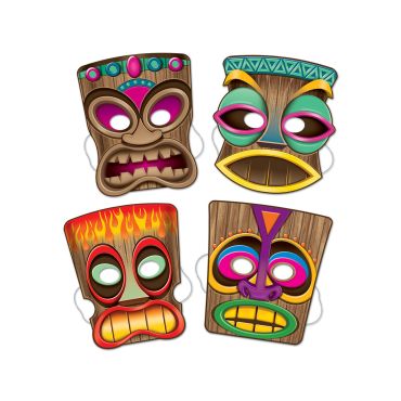 Tiki Naamio 4kpl - Harmaa, Valkoinen - Ainutlaatuinen Koko