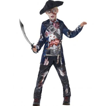 Zombiemerirosvo-asu Lapsille - Sininen - 10-12 vuotta (145/158 cm)