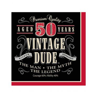 Vintage-tyyliset Servietit 50-vuotisjuhliin 16 Kpl - Musta - Ainutlaatuinen Koko