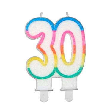 Synttärikynttilä 30 - Harmaa, Valkoinen - Ainutlaatuinen Koko