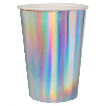 10 Sateenkaaren hohtoista pahvimukia 7,8x 9,7 cm