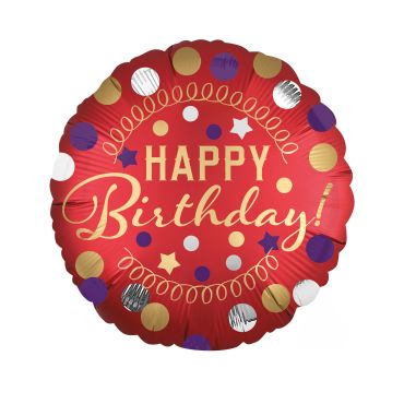 Alumiininen Happy Birthday- Ilmapallo 43 Cm - Punainen - One-size