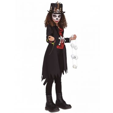 Voodoo- Noidan Naamiaisasu Tytölle - Musta - 7-9 vuotta (110 cm)