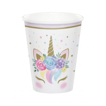 Yksisarvis- Pahvimukit 256 Ml 8 Kpl - Harmaa, Valkoinen - Ainutlaatuinen Koko