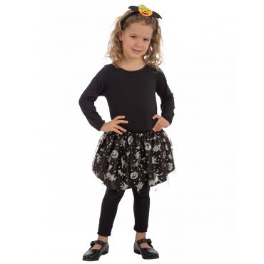 Mustahopeinen Halloween-tutu Tytölle - Hopea/ Harmaa - One-size (3-6 vuotta)