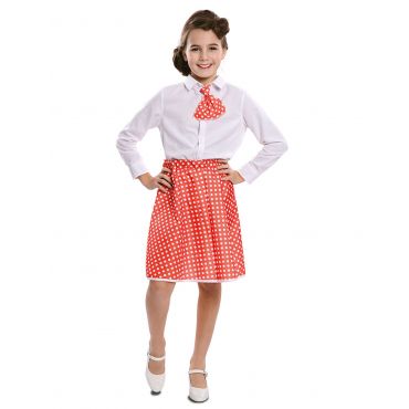 Pin-up- Hame Ja Kravatti Tytölle - Punainen - 7-9 vuotta (122-138 cm)