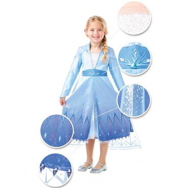 Frozen 2 Elsan Naamiaisasu Tytölle, Premium - Sininen - 3-4 vuotta (90-104 cm)