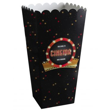 Hollywood- Popcornikupit 6 X 17 Cm 8 Kpl - Musta - Ainutlaatuinen Koko