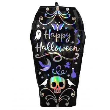 Halloween loistava ruumisarkun muotoinen alumiinipallo 38 x 68 cm