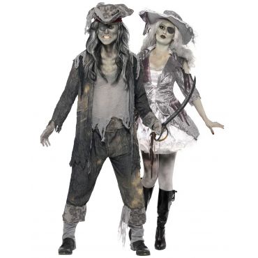 Halloween Merirosvo Haamuparin Puku - Hopea/ Harmaa - Ainutlaatuinen Koko