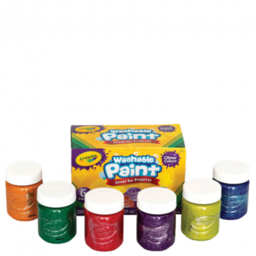 Crayola Pestävät Glitterimaalit – 6 kpl