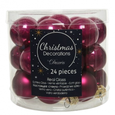 Decoris Mini joulupallot Lasi Violetti - 24 kpl